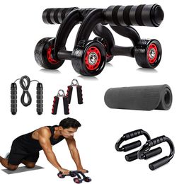 Ab Rollers Roller Wheel 7 In 1 Exercise Wheels Kit with Knee Mat Jump Rope PushUp Bar Hand Gripper for Men Women 231202