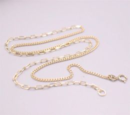 Chains Pure 18K Yellow Gold Chain Men Women 2mm O Curb Link Necklace 4.1-4.3g 18inch