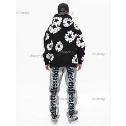 Men's Hoodies Sweatshirts Falection Mens Readymade Denim Tears Flower Puff Printed Distressed Hoodie Sweatshirt Men Top Pullover 25