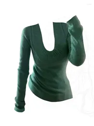 Women's Sweaters Fashion Simple Green Knitted Sweater Slim V-Neck Long Sleeve Pullovers Sexy Chic Autumn Winter Jumper Streetwear Gyaru