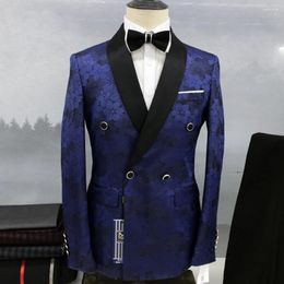 Men's Suits Business British Style Suit Fashion Casual Elegant Slim Gentleman Dark Pattern Trousers Two-piece ClothesM