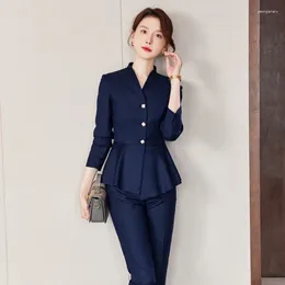 Women's Two Piece Pants Formal Autumn Winter Women Business Suits Pantsuits Ladies Office Professional Blazers With And Jackets Coat Outfits