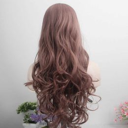 yielding Net red wig female long curly hair big wave thin air bangs hairstyle wig cover