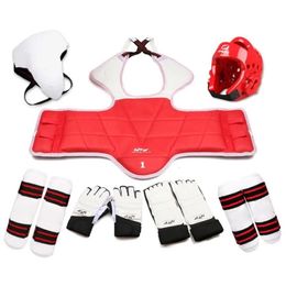 Protective Gear Adults Children Karate Chest Leg Protector Uniform Set WTF Palm Gloves Taekwondo Helmet Kids MMA Body Guard Sparring Equipment 231202