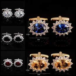 Cuff Links Cufflinks For Men Luxury Novelty Blue White Mens Brand High Quality Crystal Gold Silvery link Shirt Link 231202