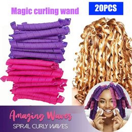 Hair Rollers 20Pcs/bag 55cm Magic Curlers Fashionable Hair Rollers Easy To Use No Heat Curl Spiral Curls Styling Kit for Long Hair Hairstyle 231202