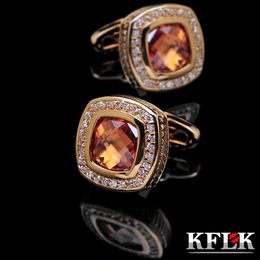 Cuff Links KFLK Jewelry shirt cufflinks for mens Gift Brand cuff buttons Crystal link High Quality 231202