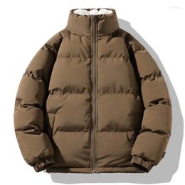 Men's Jackets High Quality Winter Cotton Coat Fleece Jacket 4 Colours Zip-up Stand Warm Coats Basic Solid Outerwear Man Women Clothes