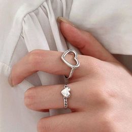 Cluster Rings 925 Sterling Silver Ring For Women's Fashion Personality Simplicity Love Folding Wear Adjustable Opening Ins