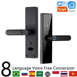 Door Locks Tuya WIFI Lock Smartlife APP Remote Control Smart Fingerprint Password Keyless Entry Security Handle 231202