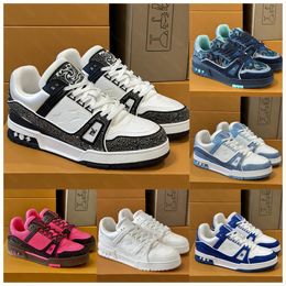 Scarpe da ginnastica firmate Sneakers Donna Uomo Scintillante cristallo Denim Tela Piattaforma in pelle Scarpe casual in rilievo Abloh Lettera Moda Scarpe da allenamento all'aperto