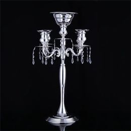 Metal Tall Artificial Flower Stand Wedding Decoration Gold Candelabra Crystal Centrepieces 74