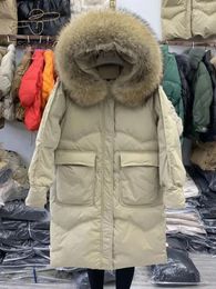 Women's Trench Coats Winter Down Jacket 2023 Mid Length White Duck Over Knee Oversize Thicken Loose Coat Parkas Woman Clothing
