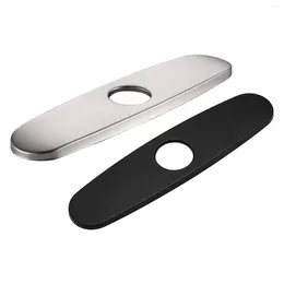 Kitchen Faucets 2pcs 1 Or 3 Silver Black Universal Escutcheon Sink Hole Cover Oval Bathroom Faucet Deck Plate Durable Stainless Steel