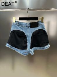 Skirts DEAT Fashion Contrast Colour Patchwork Denim Short s Streetwear Trend High Waist Loose Short Jeans 2023 Summer 11XX3039 231202
