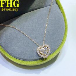 Chains 18k Au750 White Gold Natural Diamond Necklace 0.3 Heart Wedding Party Engagement Anniversary Fashion Elegance