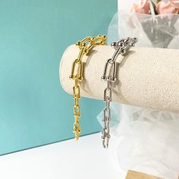 Bracelets Gold/White Gold Plated Chain bamboo Bracelet Jewelries Letter wedding gift factory wholesale With Free dust bag