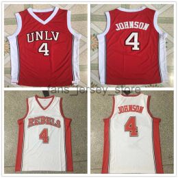 NCAA Vintage Basketball Jerseys College University of Nevada Las Vegas Larry 4 Johnson Jersey UN #4 Red Ed Shirts S-2XL