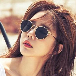 Sunglasses Korean Style Women Sun Glasses Round Shape Metal Frame Fashion Trendy For