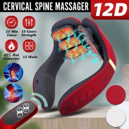 Massaging Neck Pillowws Heating12 Heads Back and Neck Massager 15 Gears Electric Neck Massage Instrument Massager For Neck Relieve Cervical Spondylosis 231202