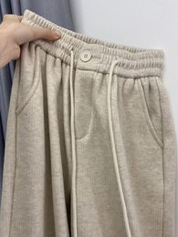 Women's Pants 2023 Winter Solid Colour High Waist Wide Leg Loose Sweatpants Korean Style Joggers Streetwear Casual Warm Fleece