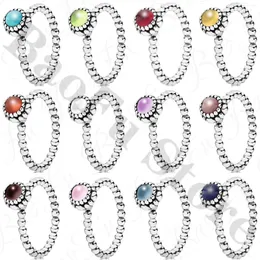 Cluster Rings Authentic 925 Sterling Silver Ring Shiny Month Birthday Stone Turquoise Crystal Suitable For Original Women Jewelry