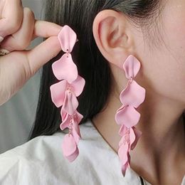 Dangle Earrings 1 Pair Petal For Women Bohemia Acrylic Long Drop Rose Flower Fashion Jewellery Accessories