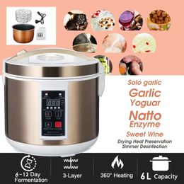 Yogurt Makers 220V 6L Automatic Black Garlic Fermenter Yogurt Maker Intelligent Control DIY Cooker Garlic Ferment Smart Fermentation Machine 231202