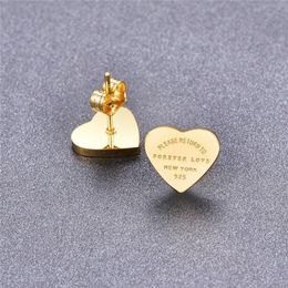 Martick Gold- Colour Heart For Women Rose Gold-color Stud Earrings With English Letters Fine Jewellery Gift313c