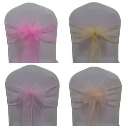 Sashes 100pcs Organza Sash Seaside Wedding Mariage Chair Decoation Butterfly Knots Restaurant Banquet Christmas Birthday Party 231202