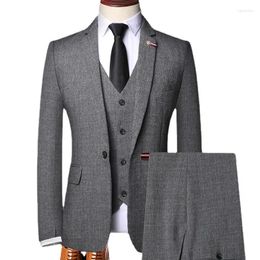 Men's Suits 3 Piece Blazers Youth Casual European And American British Plaid Fashion Slim Groom Dress Wedding Jacket 6XL