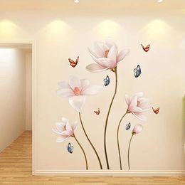 Wall Stickers Colourful Flower Butterfly 3D Self Adhesive Wallpaper Decal Waterproof Bedroom Background Living Room Decoration 231202