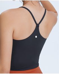 Lu new sexy Y word beauty strap chest cushion yoga vest female moisture wicking elastic tight yoga wear sports vest