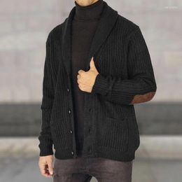 Men's Sweaters Wepbel Knitwear Coat Men Lapel Long Sleeve Cardigan Sweater Fashion Suede Stitching Clothing
