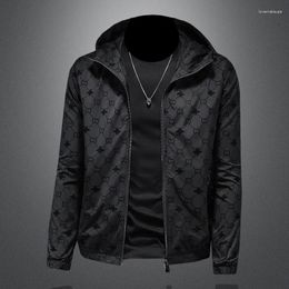 Men's Jackets Minglu Allover Printed Hooded Mens High Quality Spring Autumn Sport Casual Zipper Male Coats Man Outerwear Plus Size 5XL