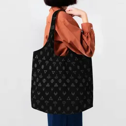 Shopping Bags Cute Printed Black Zeldas Symbol Pattern Tote Bag Reusable Canvas Shopper Shoulder Play Game Pography Handbag