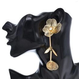Dangle Earrings Sweet And Romantic Alloy Rhinestone Flower Pendant Petal Tassel Suitable For Women's Party Jewelry Birthday Gift
