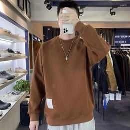 Men's Hoodies Fashion O-Neck Solid Colour Spliced All-match Sweatshirts Clothing 2023 Autumn Winter Loose Korean Tops Casual