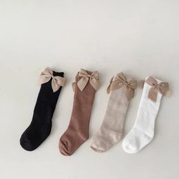 Детские носки из хлопка для девочек, корейская версия, с большим бантом, с расчесыванием, без каблука, высокая высота, 231202