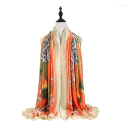 Scarves Elegant Spring Ethnic Silk Satin Scarf Women Luxury Hijabs Long Auspicious Leopard Print Sun Protection Shawl Pasminas