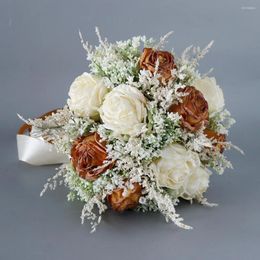 Wedding Flowers Forest Bride Holding Simulation Rose Bouquet Flower Buchet Sposa Bridesmaid Bouquets