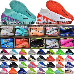 Send With Bag Quality Soccer Boots Superfly 9 Elite TF Turf ACC Socks Football Cleats Men Lithe Soft Leather Trainers CR7 Ronaldo Mbappe Knits Soccer Shoes Size US 6.5-12