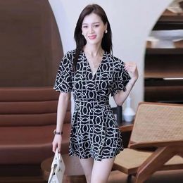 Women's Tracksuits Fashion Western-style Suit 2024 Summer Printing Long Tops Shirts Shorts 2 Two Piece Set For Women Plus Size Clothing