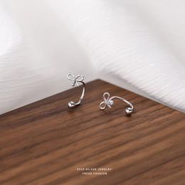 Stud Earrings 925 Sterling Silver Crystal Screw Bowknot Trendy Zirconia Earring Fine Jewellery For Women Flower Female