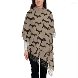 Ethnic Clothing Female Long Badger Sausage Dog Lovers Scarves Women Winter Fall Soft Warm Tassel Shawl Wraps Dachshund Scarf