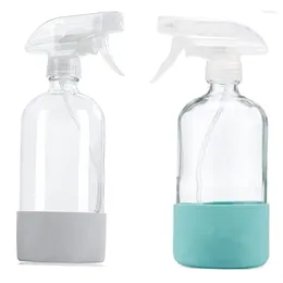 Storage Bottles Clear Spray Refillable Empty Bottle With Silicone Sleeve For Cleaning Solutions Water Sprayer