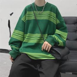 Men's Hoodies Spring Autumn Striped Y2K Harajuku Hip Hop Sweatshirts Man Oversized Casual Tops Long Sleeve Loose Pullover Streetwear Clothes