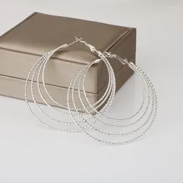 Hoop Earrings Hgflyxu Gold And Silver Color Multi-hoop For Women Round Classic Fashion Ear Jewelry Zinc Alloy