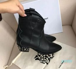 boot Fashion Shoes Boots Black Leather Studs