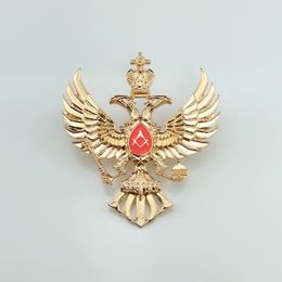 Charms Russian masonic double head eagle badge plating gold Freemason badges pin Russia mason medals CCCP Brooches 231202